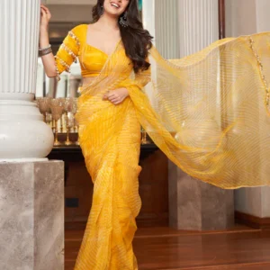 Golden Hour – Embroidered Crepe Saree