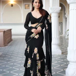 Mystic Drape – Ombre Crepe Saree with Subtle Shimmer