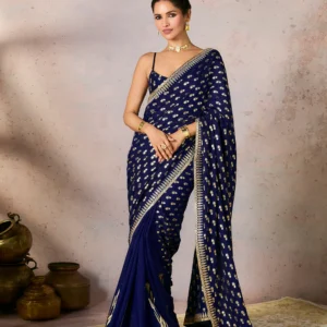 Midnight Flow – Georgette Saree with Sequin Embellishments