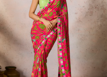 Gilded Bloom – Banarasi Saree with Floral Jaal Design