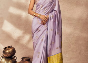 Twilight Muse – Embroidered Georgette Saree with Mirror Work