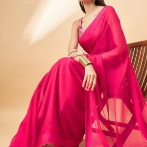 Pink-Pure Chiffon Saree