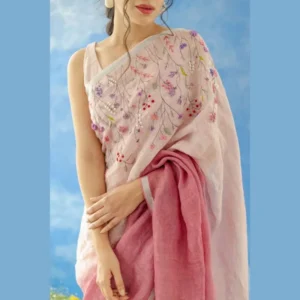 Elegant Breeze - Pure Linen Handwoven Saree