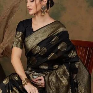 Moonlit Gold – Banarasi Georgette Saree with Antique Zari